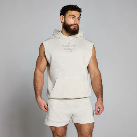 MP Origin verwassen mouwloze hoodie met opdruk voor heren - Gemêleerd grijs