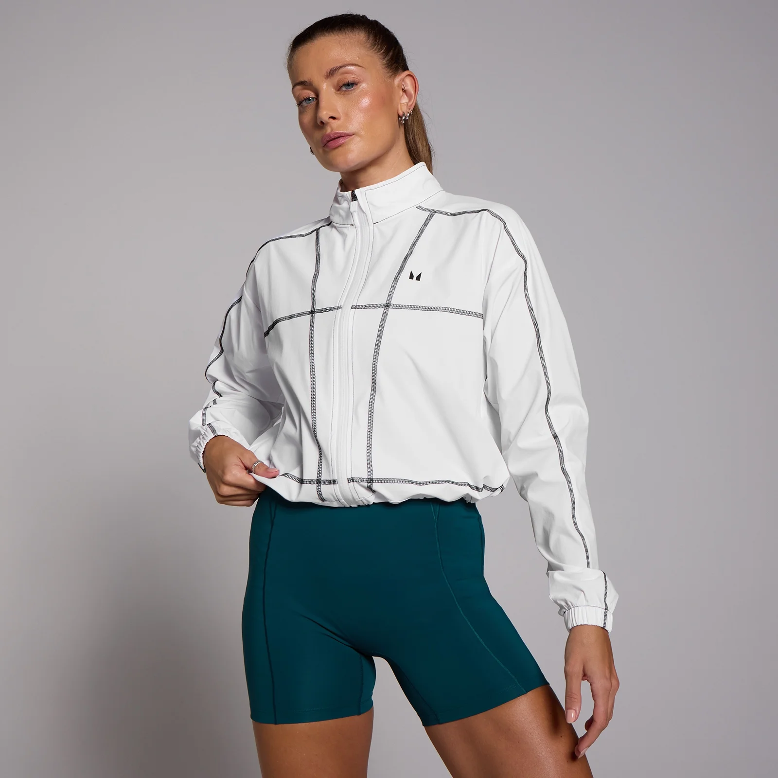 MP Women's Tempo Cropped Contrast Stitch Windbreaker - White - XXL Afbeelding 1