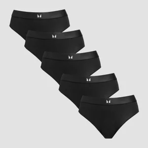 MP Women's Mid Rise Bikini Brief (5 Pack) - Black - Size M