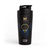 Zwarte Myprotein shaker met een afbeelding van Wolverine en het Marvel logo.