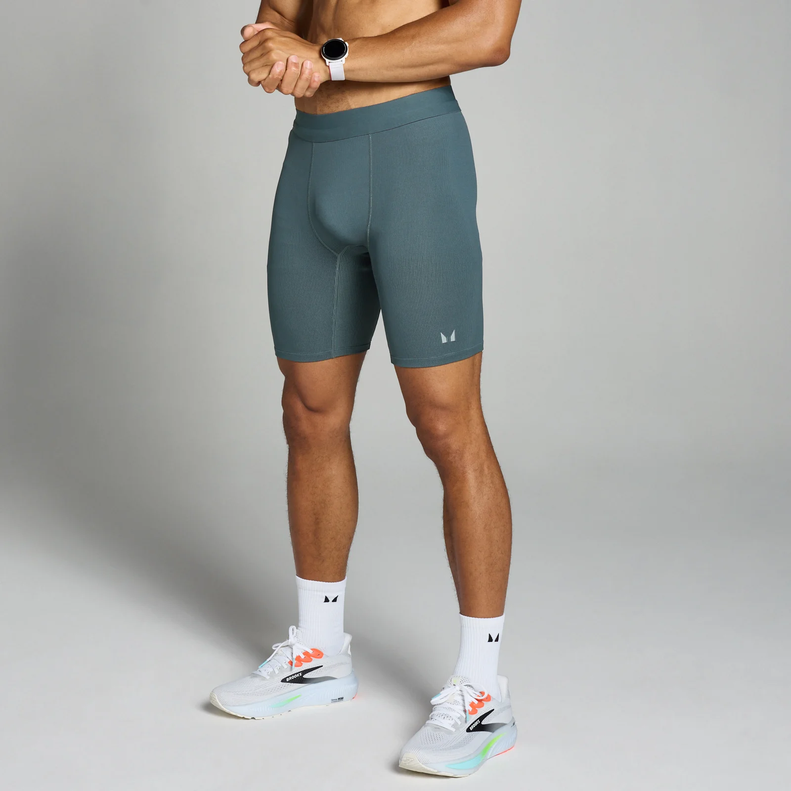 MP Velocity contrasterend basislaag short van ribstof - Donkerleigrijs - XS Afbeelding 1