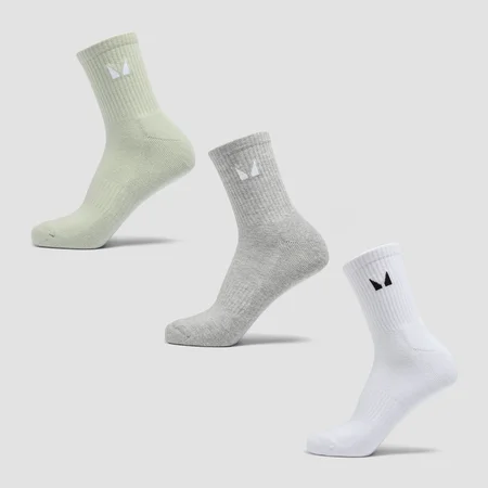MP Uniseks halfhoge sokken (verpakking met drie stuks) - Grijs/matcha/wit