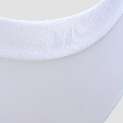 Close-up van een wit bikinibroekje met een elastische band en een subtiel logo.