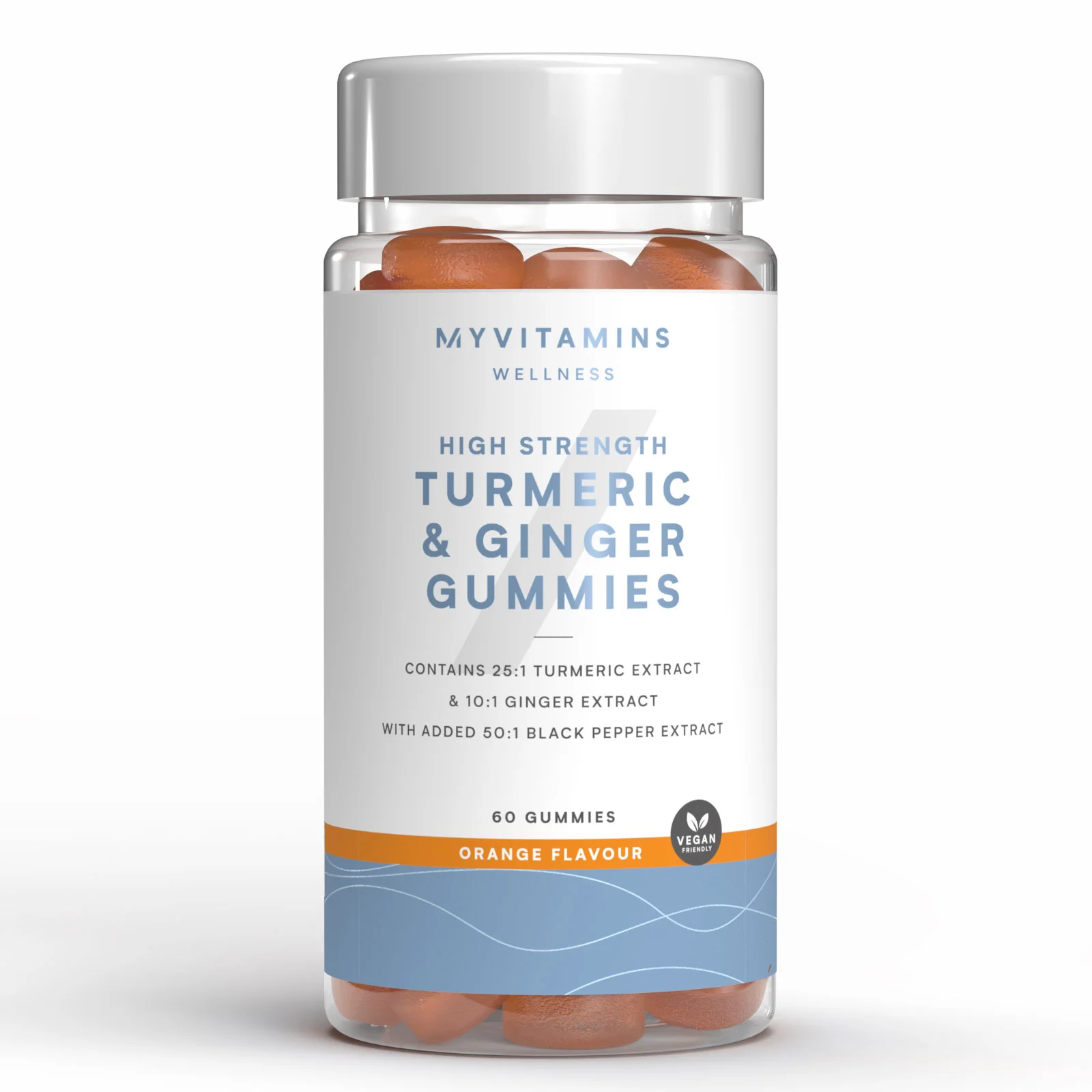 Kurkuma- en gembergummies - 60GUMMIES, 30servings - Orange (High Strength) Afbeelding 1
