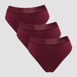 MP middelhoog bikinibroekje voor dames (verpakking met 3 stuks) - Donkerbessenrood - Size XS