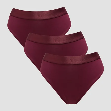 MP middelhoog bikinibroekje voor dames (verpakking met 3 stuks) - Donkerbessenrood