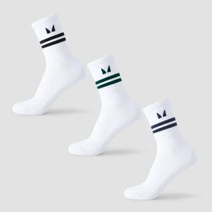 MP middelhoge sokken met retro strepen (verpakking met drie stuks) - Zwart / Donkersmaragdgroen / Donkersaffierrood - Size UK 2-5