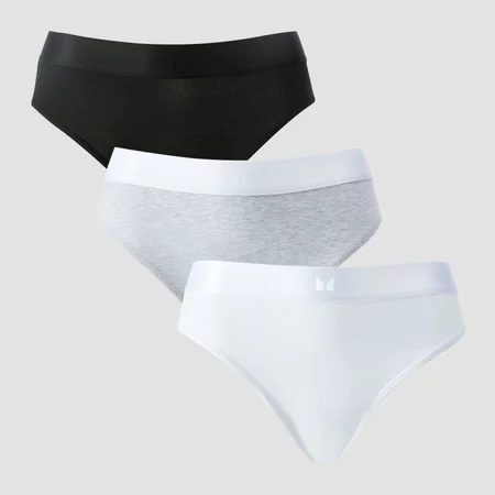 MP middelhoog bikinibroekje voor dames (verpakking met 5 stuks) - Wit / Zwart / Gemêleerd grijs