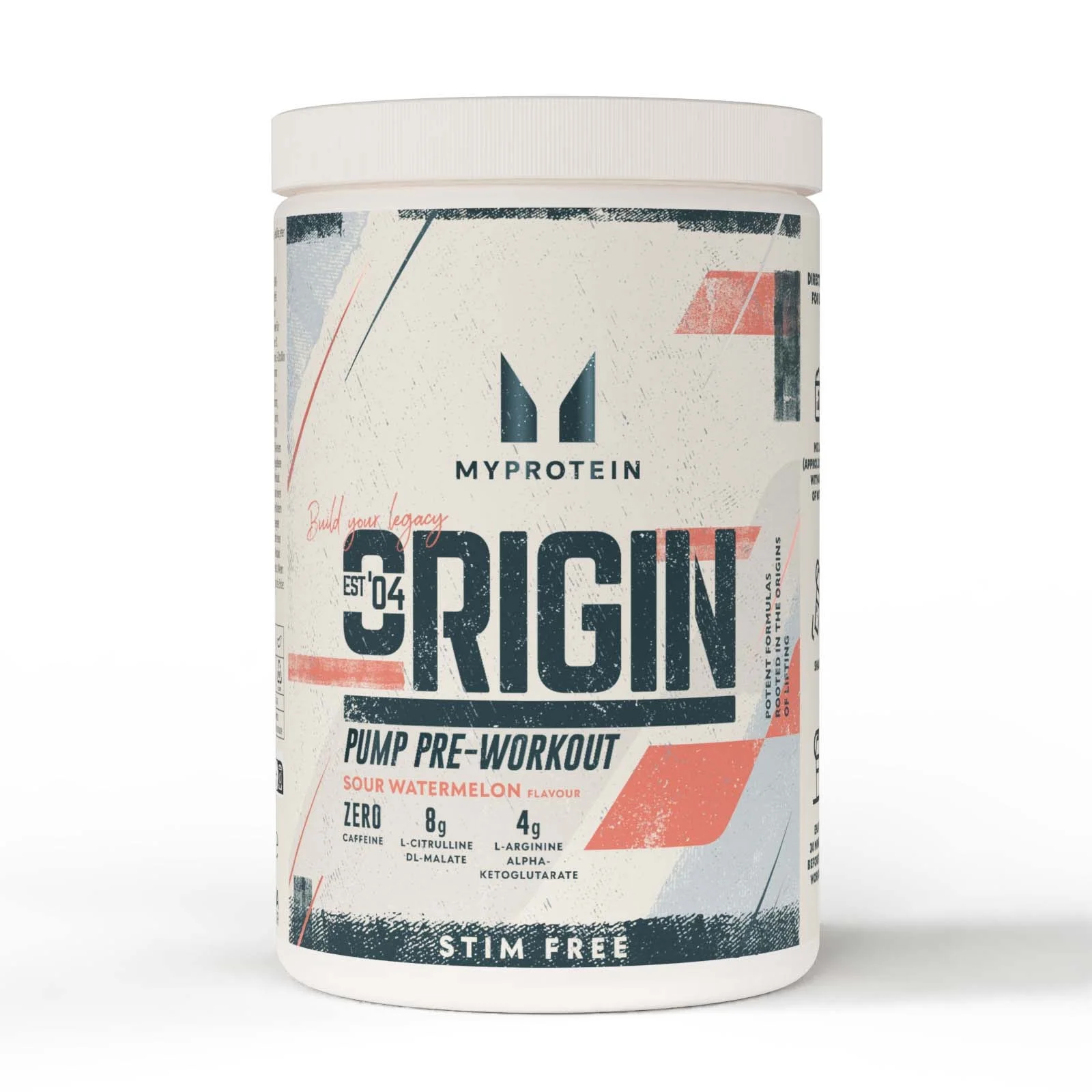 Myprotein Origin Pre-Workout Stim Free - 600G - 30servings - Sour Watermelon Afbeelding 1