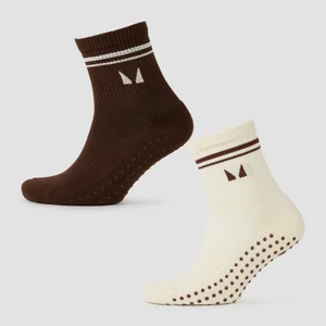 MP pilatessokken (verpakking met twee stuks) - Lichtroomwit/Chocoladebruin - Size UK 2-5