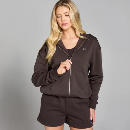 MP Basics hoodie met rits voor dames - Chocoladebruin