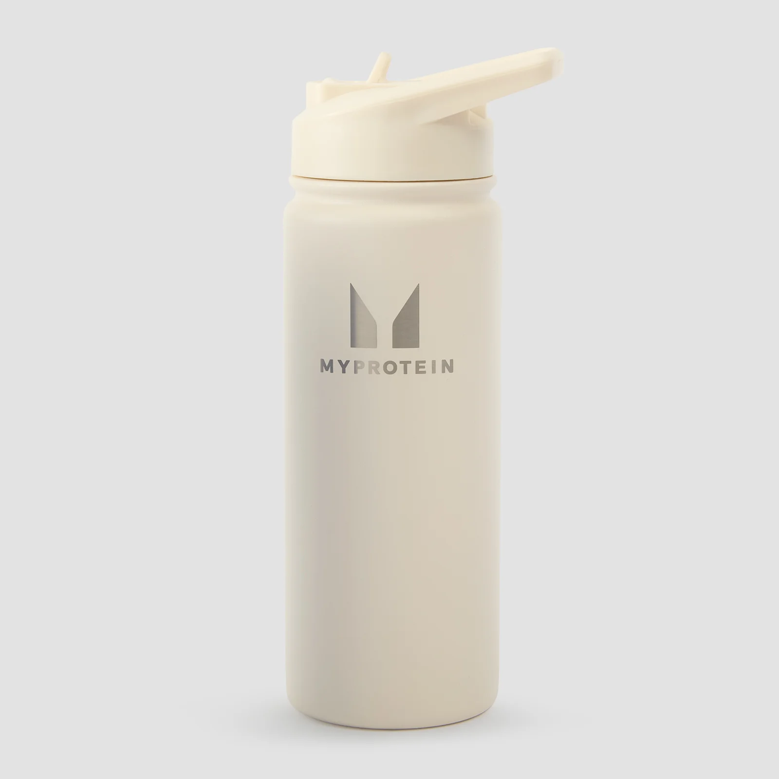 Myprotein gerecyclede metalen fles met fliprietje 500 ml - Roomwit Afbeelding 1