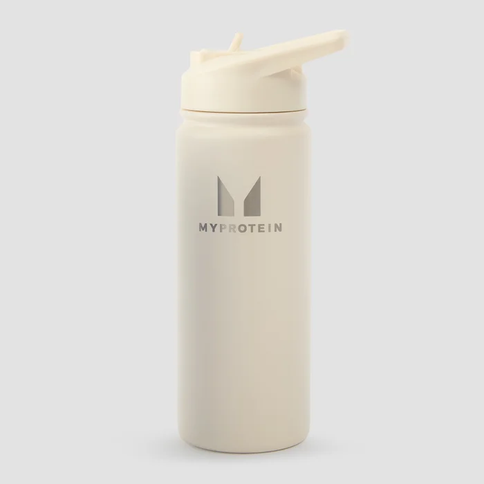 Myprotein gerecyclede metalen fles met fliprietje 500 ml - Roomwit