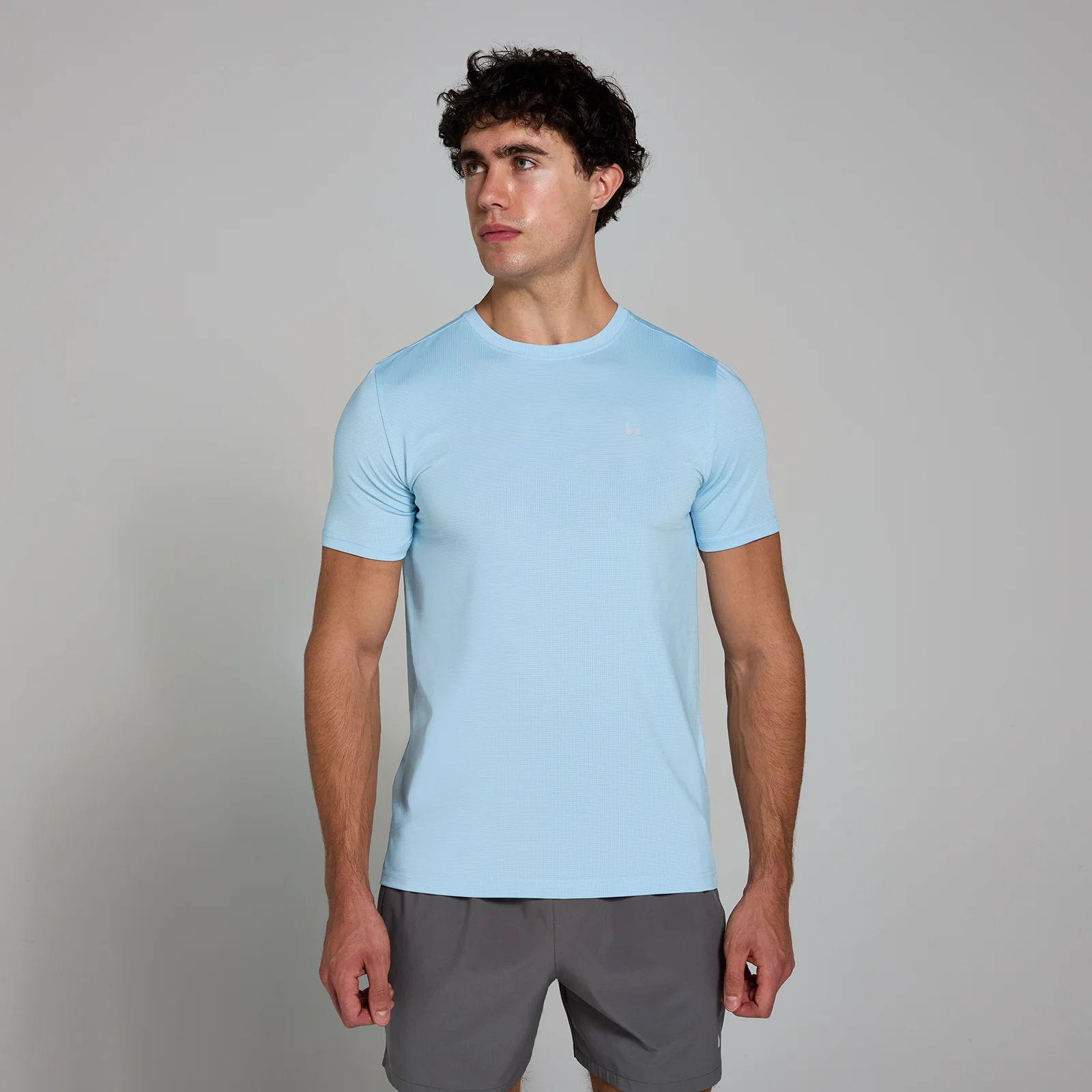 MP Active gerasterd T-shirt voor heren - Hemelsblauw - XS Afbeelding 1