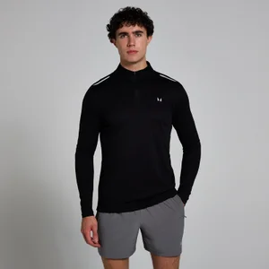 MP Active gerasterd shirt met kwartrits voor heren - Zwart - Size XS