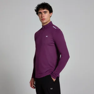MP Active gerasterd shirt met kwartrits voor heren - Pruimenpaars - Size S