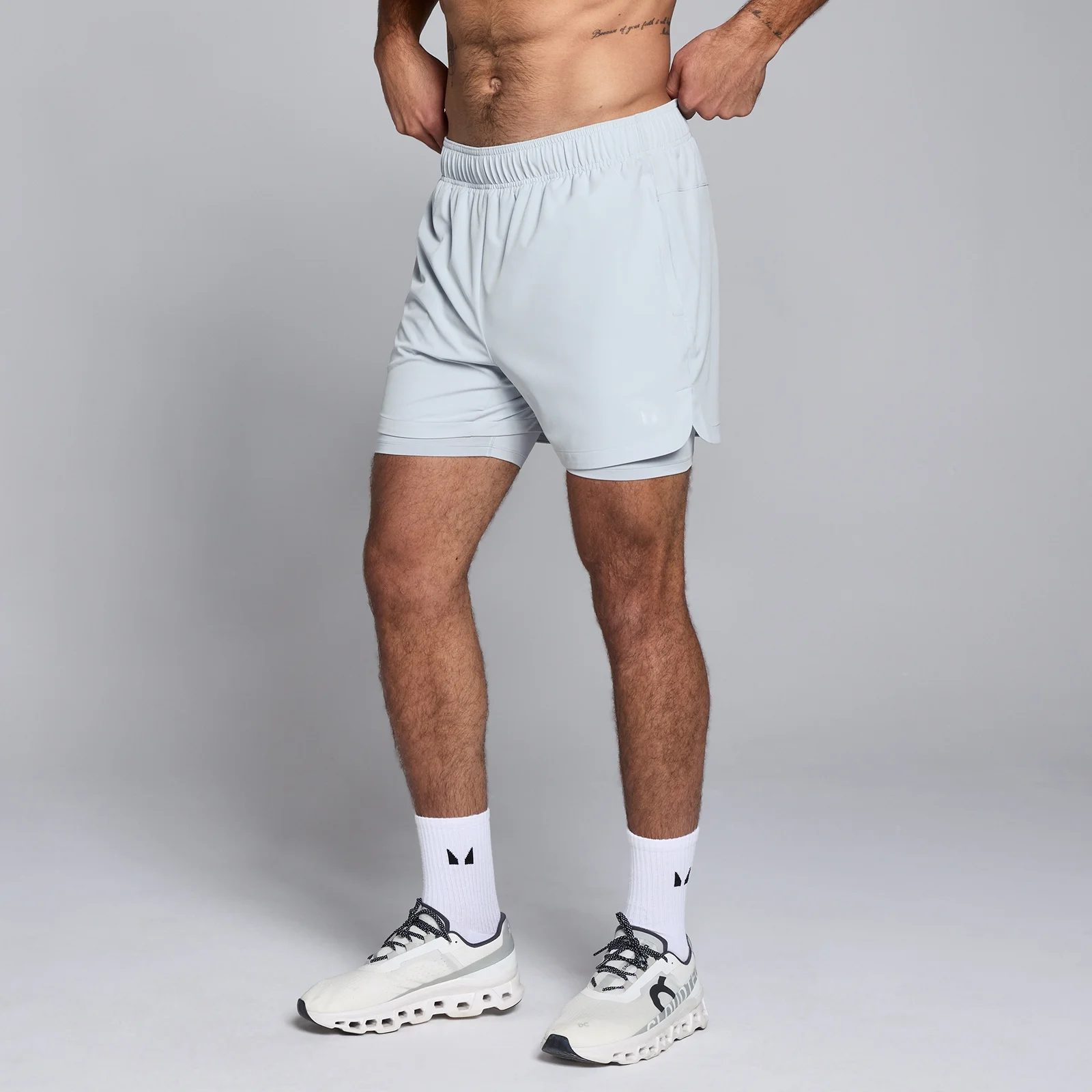 MP 2-in-1-trainingsshort met binnenbeenlengte van 13 cm voor heren - Lichtblauw - XXL Afbeelding 1