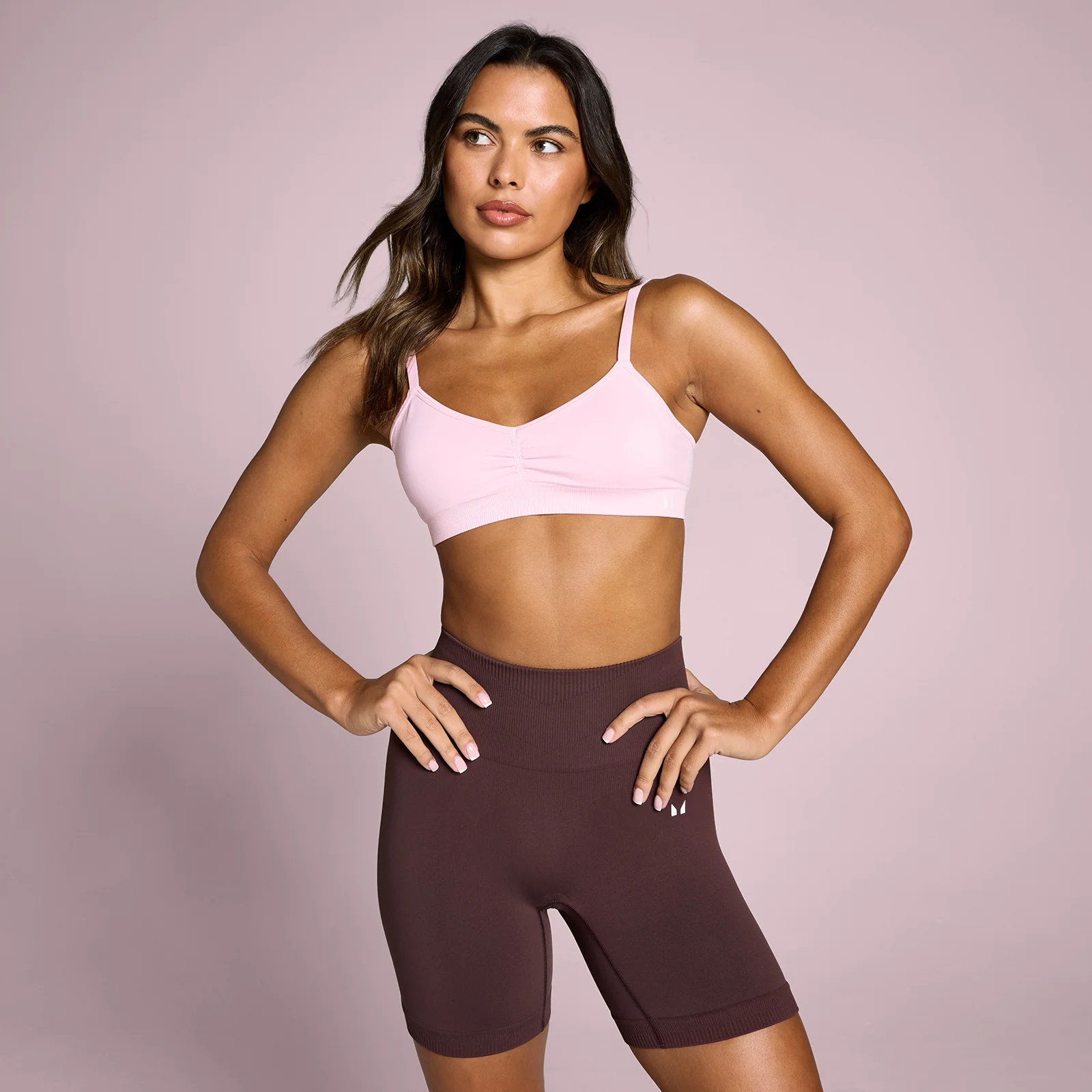 MP Dames Tempo Naadloze Ruched Front Sport-BH - Blush - M Afbeelding 1