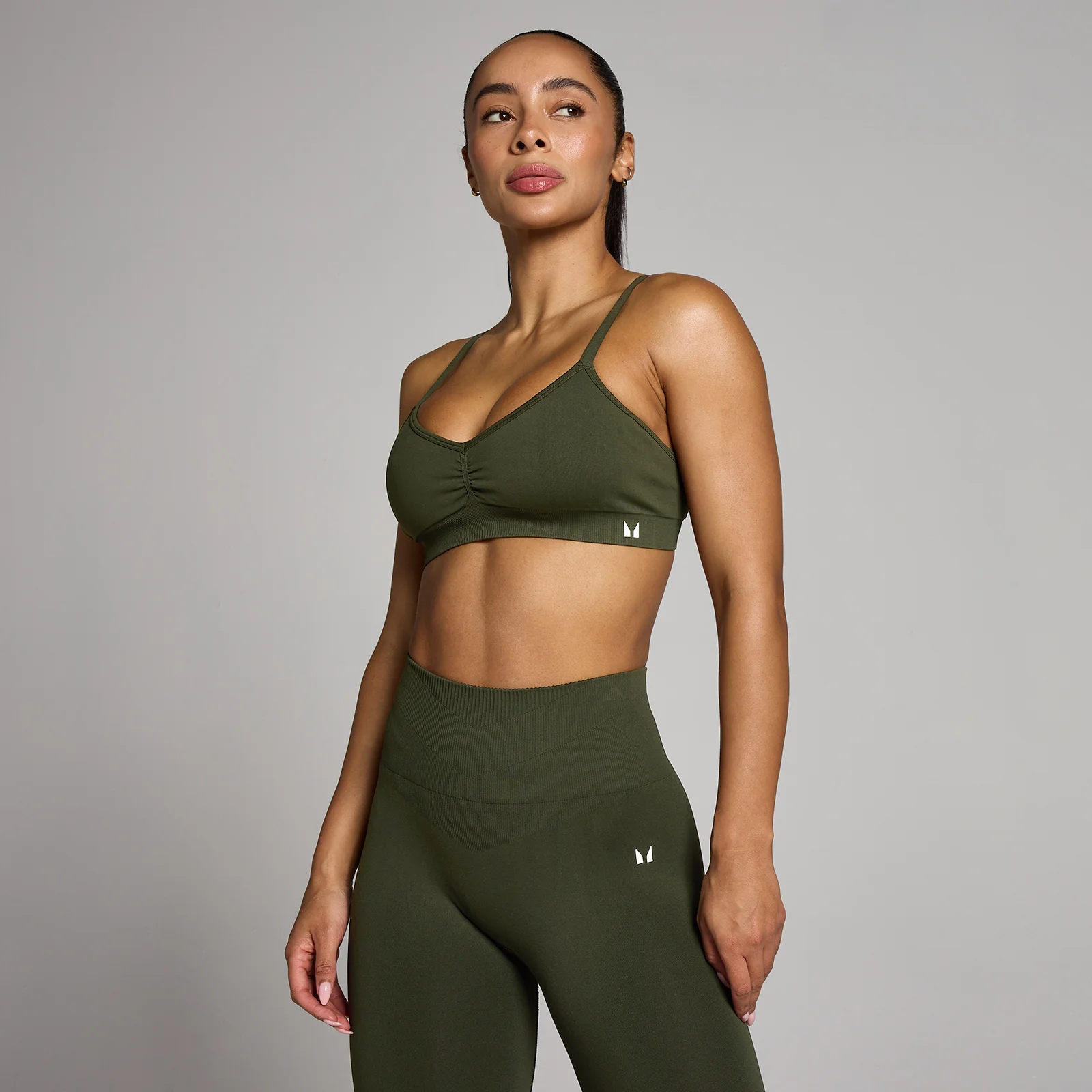 MP Dames Tempo Naadloze Ruched Front Sport-BH - Bosgroen - S Afbeelding 1