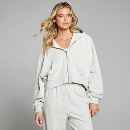 MP Dames Lichtgewicht Loopback Hoodie met Rits - Grijs Gemêleerd