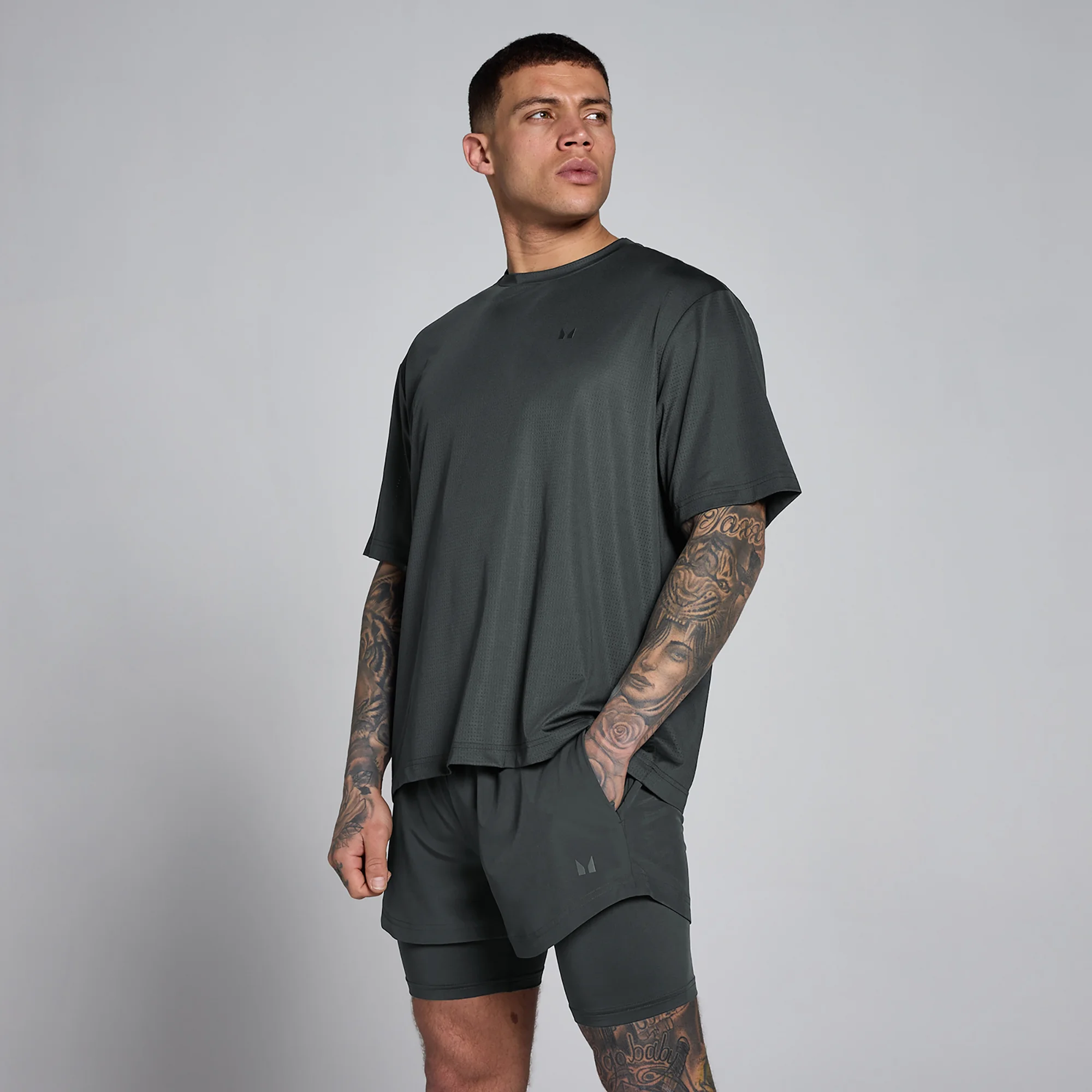 MP Men's Hybrid Oversized Mesh T-Shirt - Gewassen Zwart - M Afbeelding 1