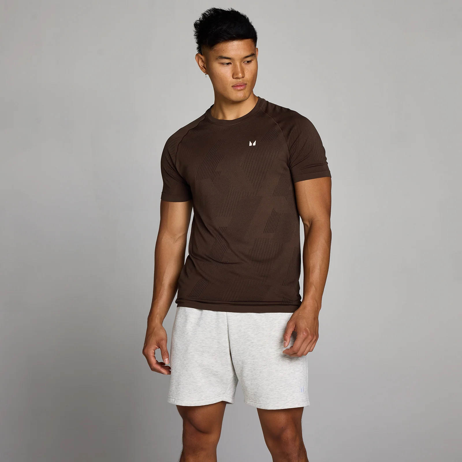 MP Heren Tempo Pillar Graphic Seamless T-Shirt - Cacao - XS Afbeelding 1