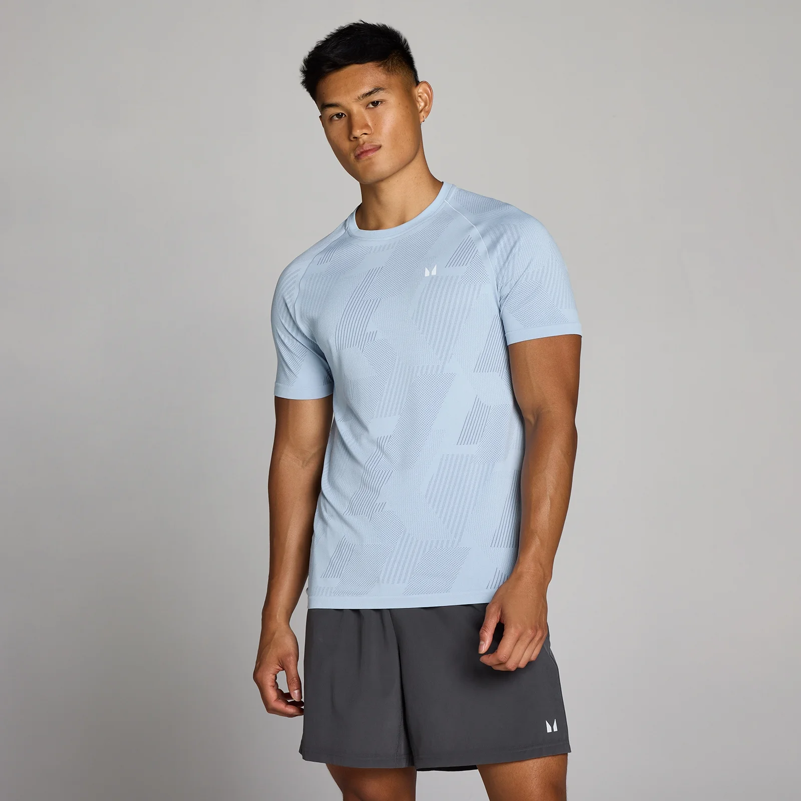 MP Heren Tempo Pillar Graphic Seamless T-Shirt - Breeze Blauw - XS Afbeelding 1