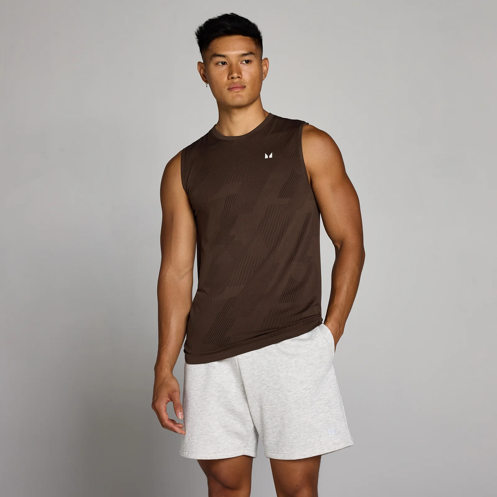 MP Men's Tempo Pillar Graphic Seamless Tanktop - Cacao - XS Afbeelding 1