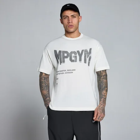MP Heren Lift Burnout Katoen Grafisch T-Shirt - Retro Wit