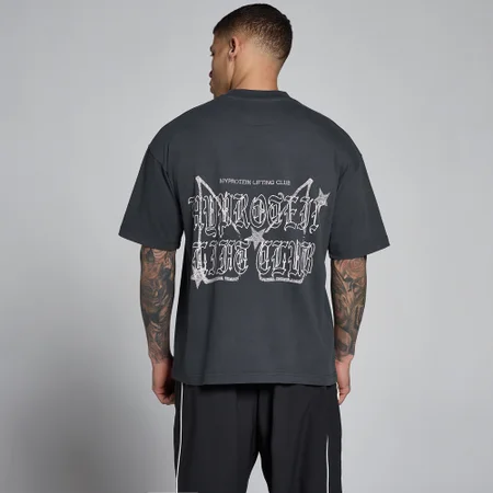 MP Men's Lift Graphic Washed Oversized Cotton T-Shirt - Donkergrijs