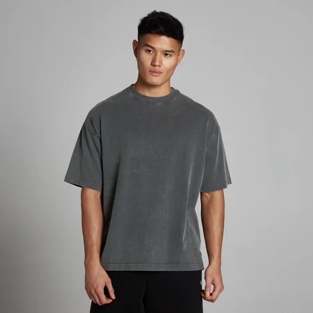 MP Heren Washed Oversized Katoenen T-Shirt - Donkergrijs