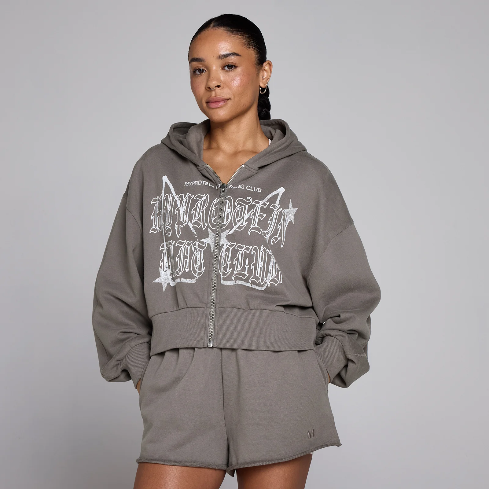 MP Dames Lift Grafische Lifestyle Hoodie met Rits - Dark Truffle - S Afbeelding 1