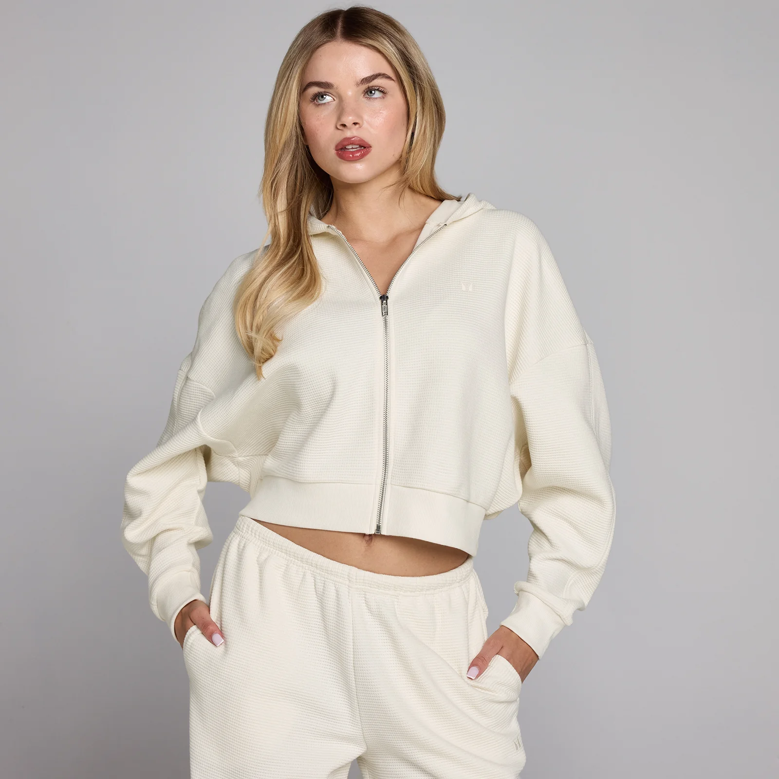 MP Dames Waffle Hoodie met Rits - Ivoor - M Afbeelding 1