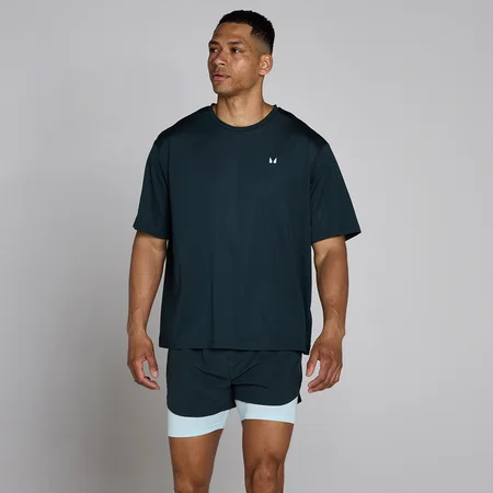 MP Heren Hybrid Oversized Mesh T-Shirt - Faded Blue