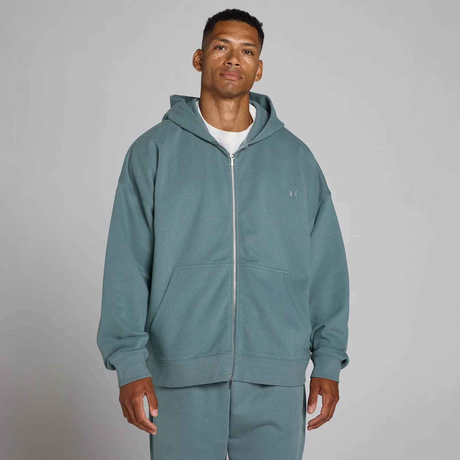 Oversized 2-Way Rits Hoodie - Toekomstblauw - L Afbeelding 1