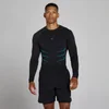 Lift Muscle Fit Naadloze Longsleeve - Gewassen Zwart/Power Blue