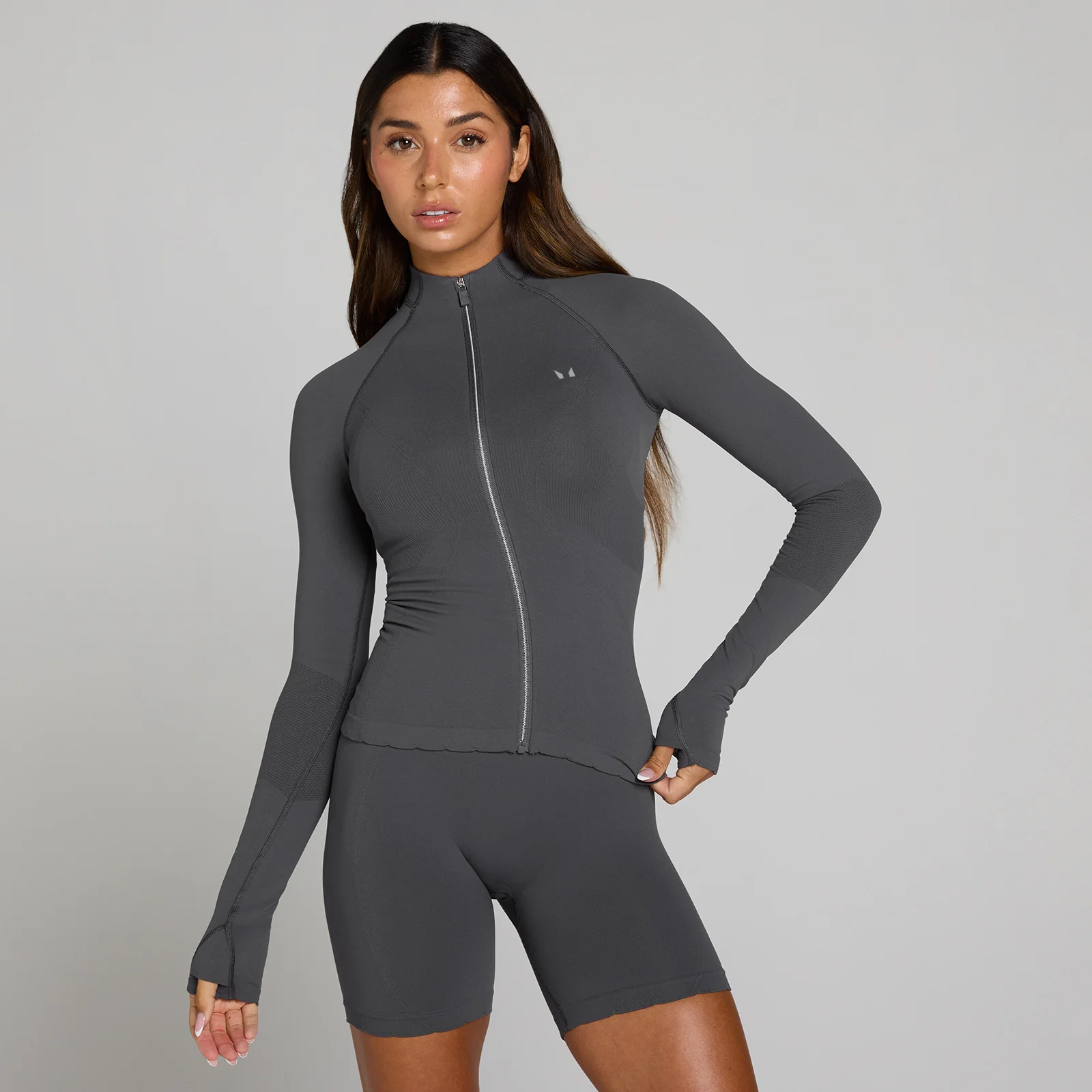 MP Women's Tempo Ultra Naadloze Full Zip Jas - Robuust Grijs - XS Afbeelding 1