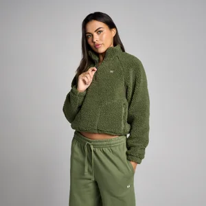 MP Women's Cropped Borg 1/4 Zip Fleece - Gewassen Olijf - Size M
