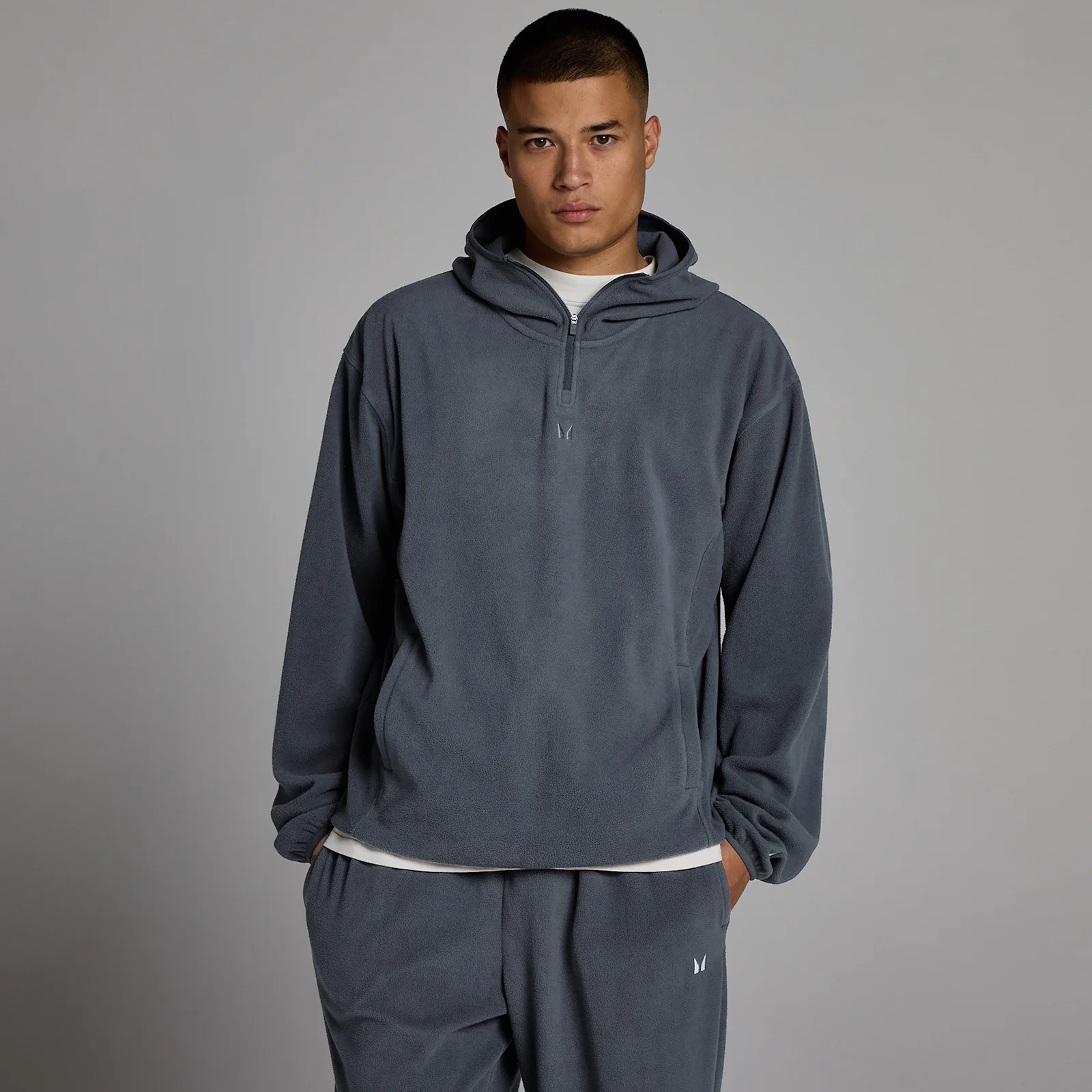 MP Heren Fleece 1/4 Rits Hoodie - Graniet - M Afbeelding 1