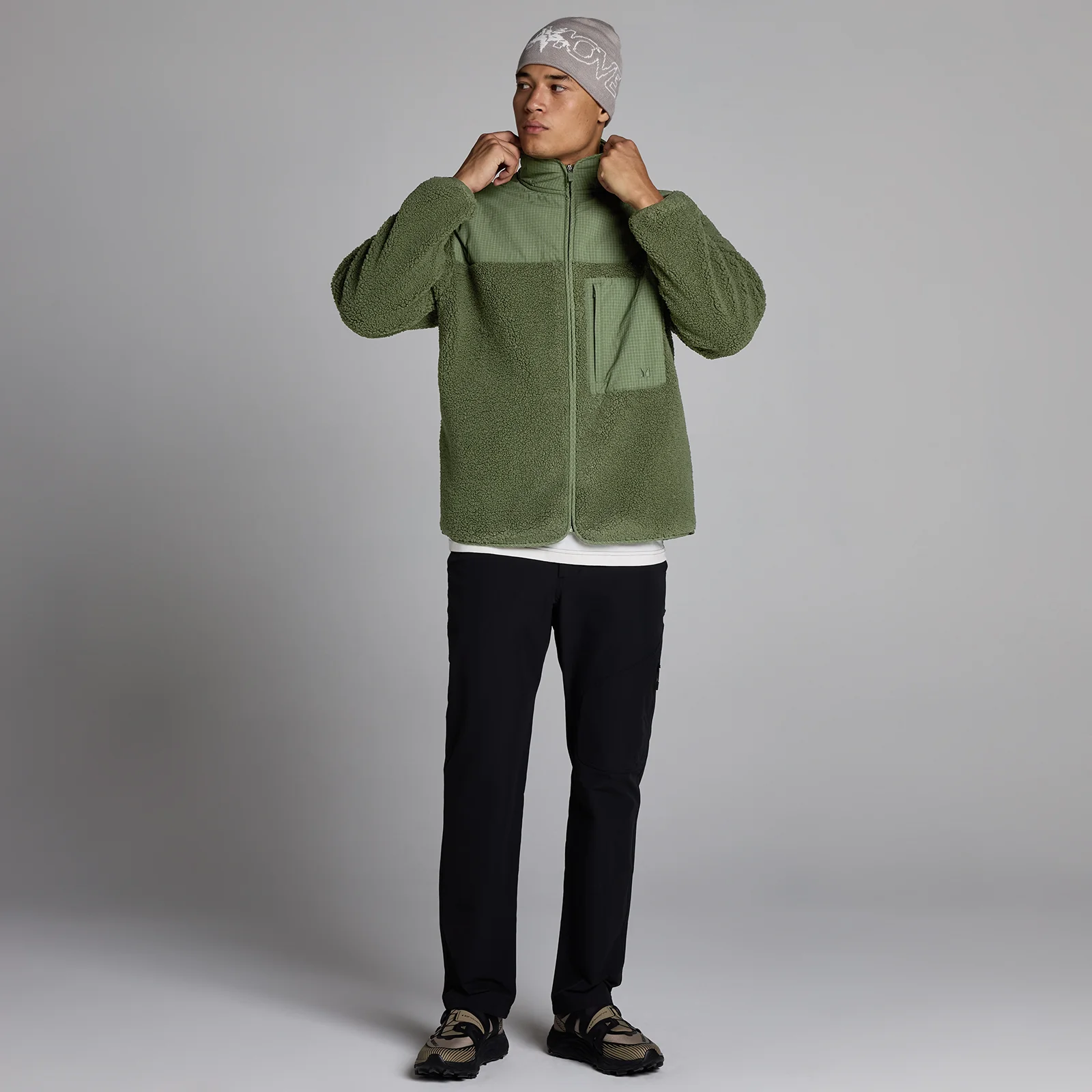 MP Heren Borg Fleece - Gewassen Olijf - L Afbeelding 3