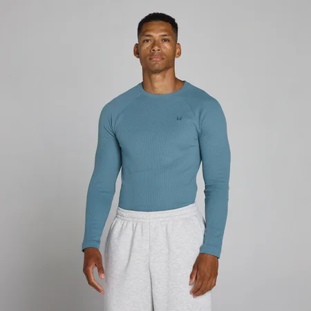 MP Heren Lift Geribd Muscle Fit Longsleeve - Midnight Slate