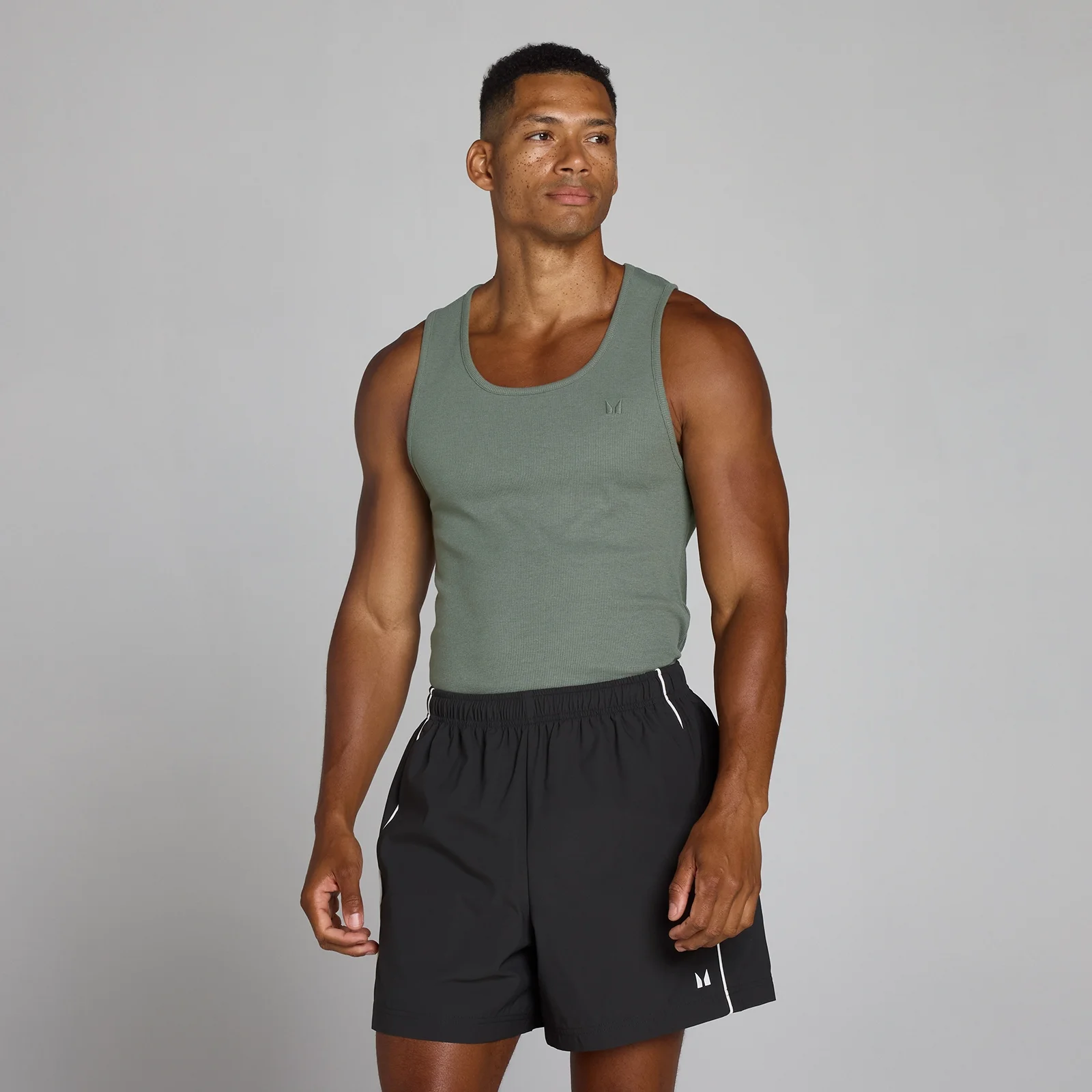 MP Heren Lift Geribd Muscle Fit Tanktop - Gunmetal - M Afbeelding 1