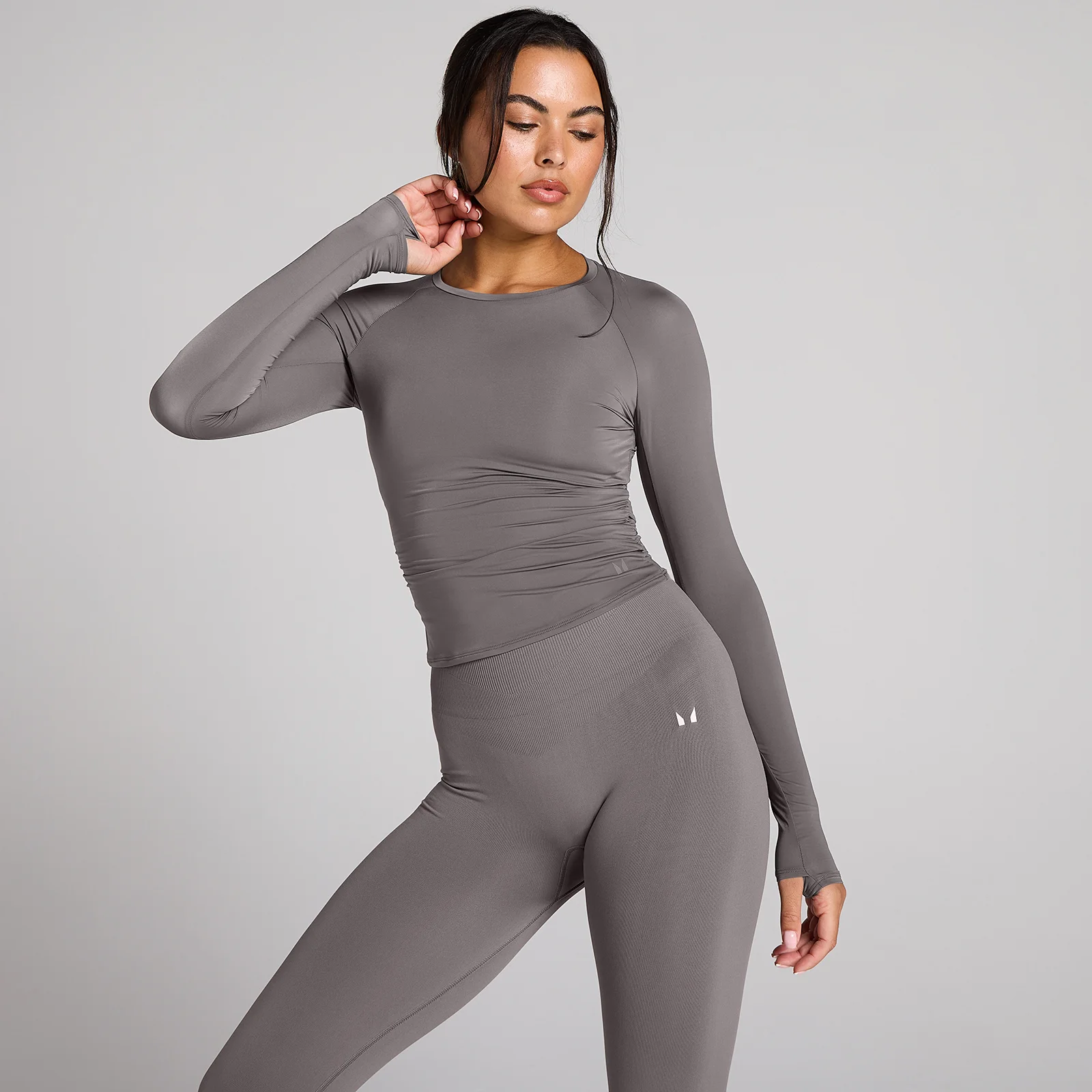 MP Women's Tempo Sheer Ruched Longsleeve Top - Donkere Truffel - XS Afbeelding 1