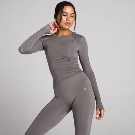 MP Women's Tempo Sheer Ruched Longsleeve Top - Donkere Truffel