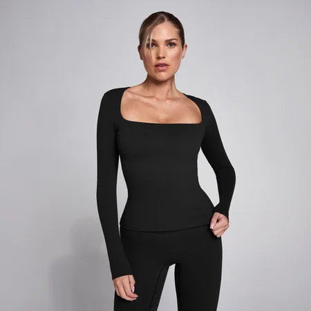 MP Dames SculptForm Vierkante Hals Longsleeve Top - Zwart