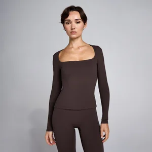 MP Dames SculptForm Vierkante Hals Longsleeve Top - Cacao - Size XS