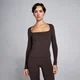MP Dames SculptForm Vierkante Hals Longsleeve Top - Cacao