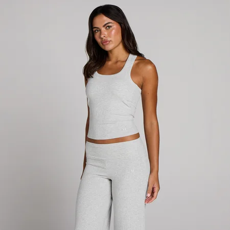 MP Dames Geribd Tanktop Met Ingebouwde Bh - Grijs Gemêleerd