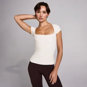 MP Dames SculptForm Vierkante Hals Korte Mouw Top - Parel - Size XS