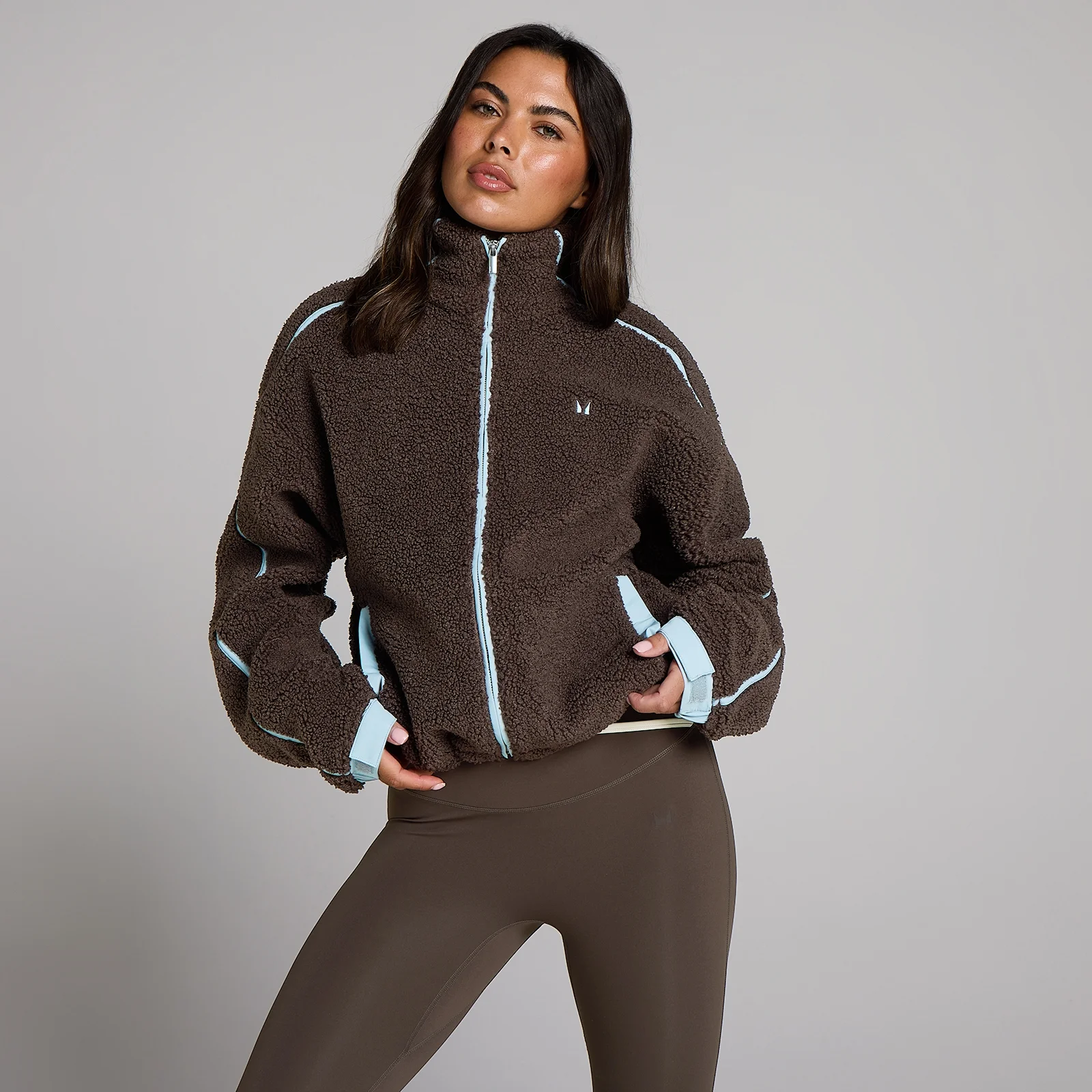 MP Damesfleece Binding Zip Through Jacket - Chocolade - M Afbeelding 1